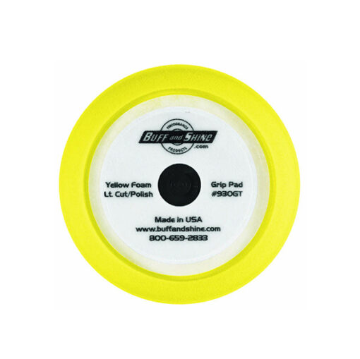 BUFF AND SHINE – MARINE CENTER TEE: YELLOW CONTOUR FOAM GRIP PAD 9″ Pads