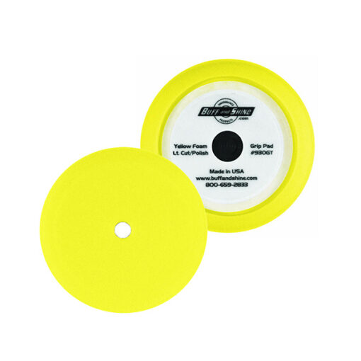 BUFF AND SHINE – MARINE CENTER TEE: YELLOW CONTOUR FOAM GRIP PAD 9″ Pads