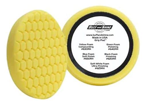 Buff and Shine Polishing Foam Grip Pad for Car Detailing Yellow