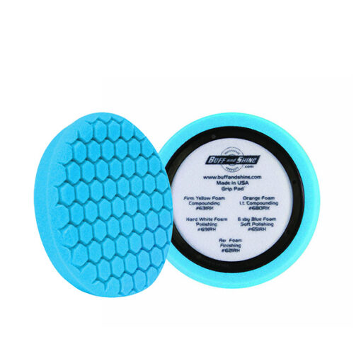 BUFF AND SHINE – EURO LIGHT BLUE SOFT POLISHING HEX FACED FOAM GRIP PAD Buff and Shine