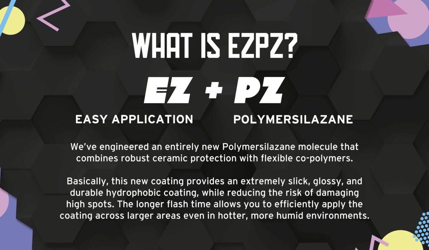Describes the origin of the EZPZ name and hydrophobic quality